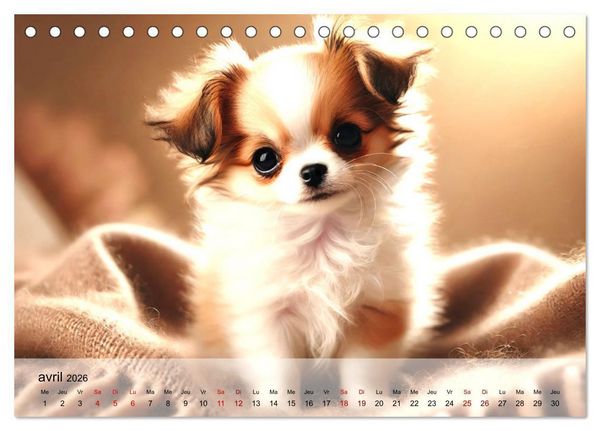 Produktbild: Chiots Chihuahua - Petits miracles (Calendrier de bureau 2026 DIN A5 vertical), CALVENDO calendrier mensuel