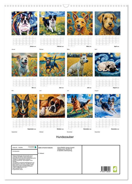 Produktbild: Hundezauber (Wandkalender 2026 DIN A2 hoch), CALVENDO Monatskalender