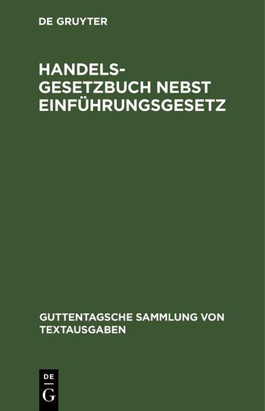 Produktbild: Handelsgesetzbuch nebst Einf&uuml;hrungsgesetz