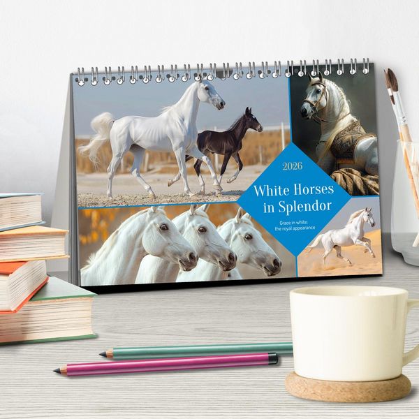 Produktbild: White Horses in Splendor (Desk Calendar 2026 DIN A5 landscape), CALVENDO 12 Month DeskCalendar
