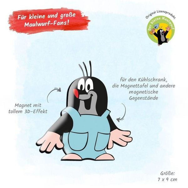 Produktbild: Tr&ouml;tsch Der kleine Maulwurf 3D Magnet mit blauer Hose