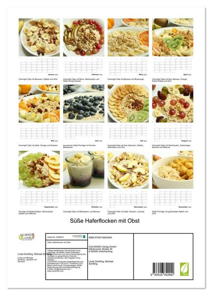 Produktbild: S&uuml;&szlig;e Haferflocken mit Obst (Wandkalender 2026 DIN A3 hoch), CALVENDO Monatskalender