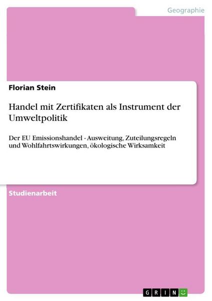 Produktbild: Handel mit Zertifikaten als Instrument der Umweltpolitik