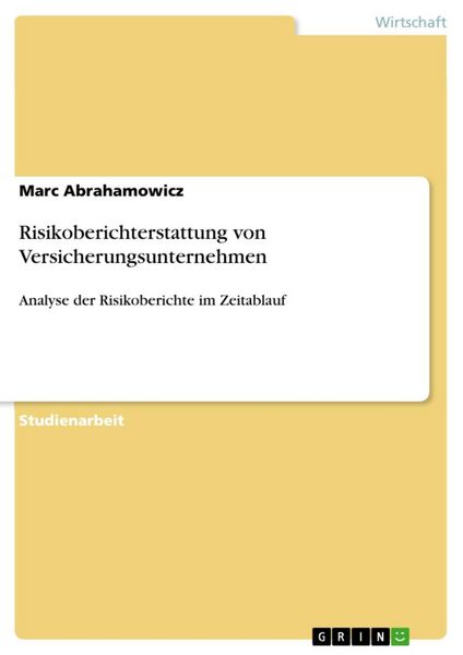 Produktbild: Risikoberichterstattung von Versicherungsunternehmen