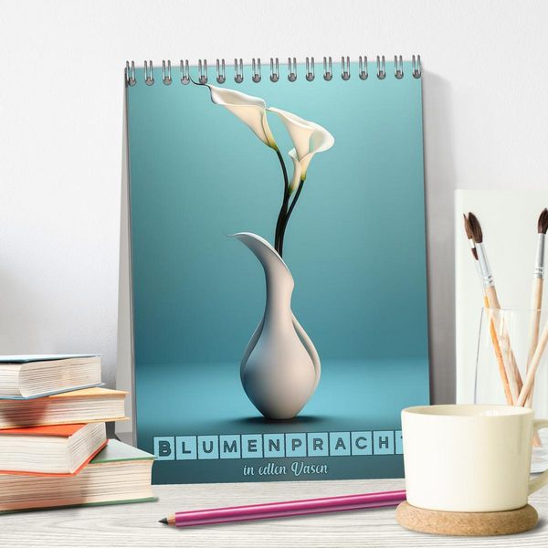 Produktbild: Blumenpracht in edlen Vasen (Tischkalender 2026 DIN A5 hoch), CALVENDO Monatskalender