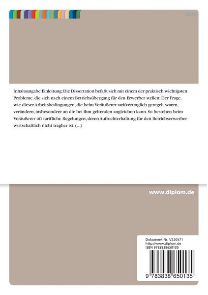 Produktbild: Ver&auml;nderung und Angleichung tarifvertraglich geregelter Arbeitsbedingungen nach Betriebs&uuml;bergang