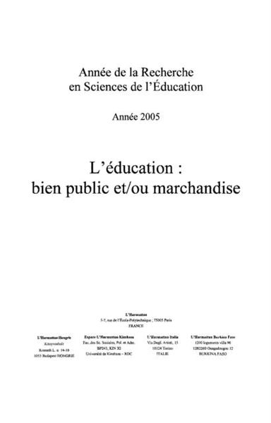 Produktbild: L'education : bien public et / ou marchandise