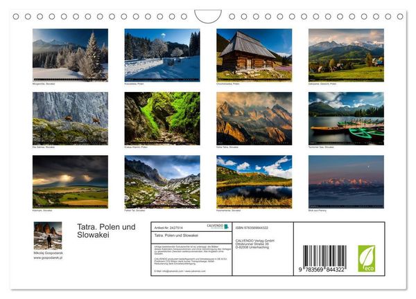 Produktbild: Tatra. Polen und Slowakei (Wandkalender 2027 DIN A4 quer), CALVENDO Monatskalender