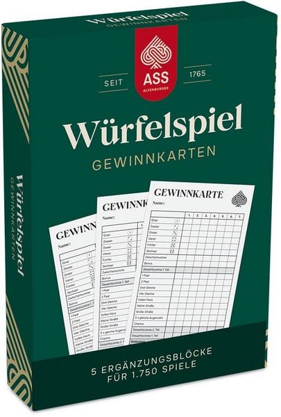 ASS Altenburger 5 Gewinnkarten-Blöcke für Yatzy Würfelspiel, DIN A6