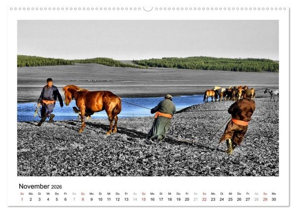 Produktbild: Mongolei &ndash; Mit anderen Augen (hochwertiger Premium Wandkalender 2026 DIN A2 quer), Kunstdruck in Hochglanz