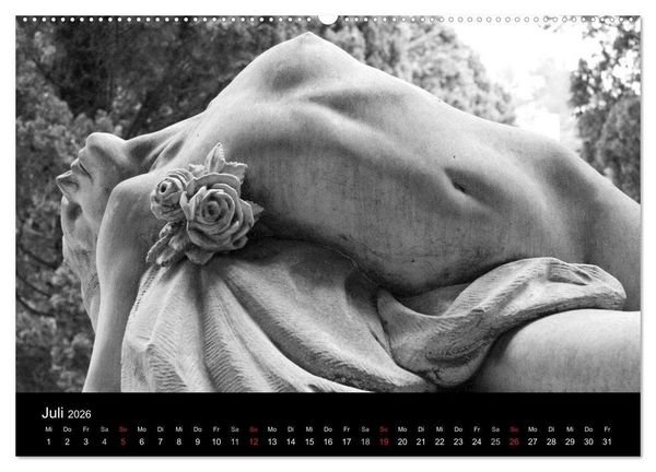 Produktbild: Lebende Steine - Skulpturen auf dem Friedhof Staglieno (hochwertiger Premium Wandkalender 2026 DIN A2 quer), Kunstdruck in Hochglanz