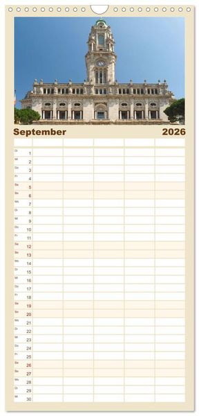 Produktbild: Familienplaner 2026 - Bom Dia Sch&ouml;nes Porto mit 5 Spalten (Wandkalender, 21 x 45 cm) CALVENDO