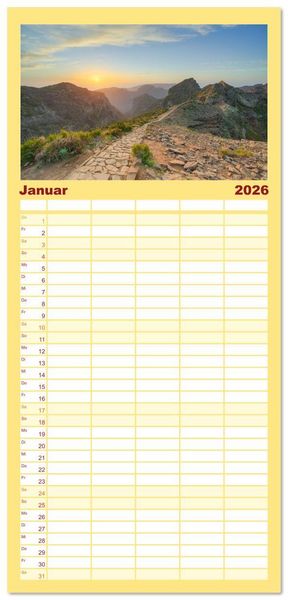 Produktbild: Familienplaner 2026 - Wundersch&ouml;nes Madeira mit 5 Spalten (Wandkalender, 21 x 45 cm) CALVENDO