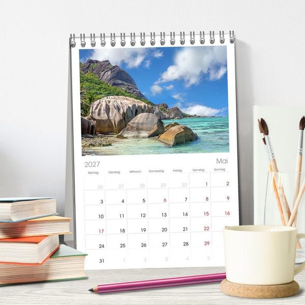 Produktbild: Tischplaner 2027 - Seychellen - Trauminseln im Indischen Ozean (A5 Tischkalender zum Aufstellen) CALVENDO