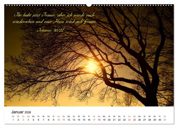 Produktbild: Zeit f&uuml;r Trauer - begleitet mit Zitaten (hochwertiger Premium Wandkalender 2026 DIN A2 quer), Kunstdruck in Hochglanz