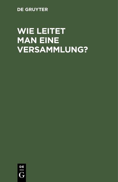 Produktbild: Wie leitet man eine Versammlung?