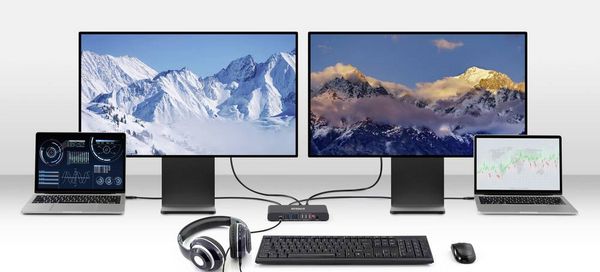 Produktbild: SpeaKa Professional SP-KVM-2P4K 2 Port KVM-Umschalter Grau (matt) HDMI&reg;, USB-A (USB 3.2 Gen 1), USB-A (USB 2.0), USB-C&reg; PD, RJ45