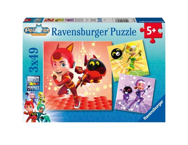 Kinderpuzzle 3x49 Teile - Petronix Defenders - Matt, Jia und Emma