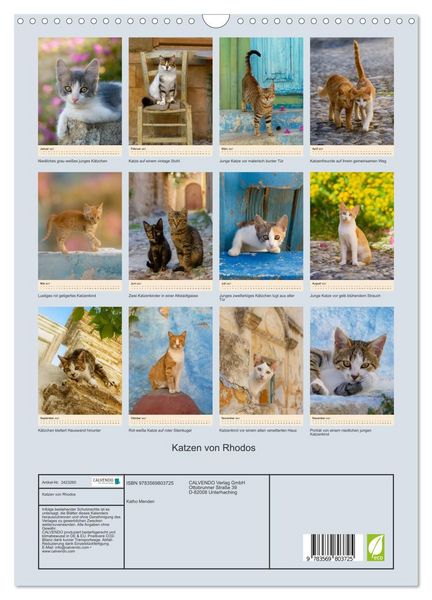 Produktbild: Katzen von Rhodos (Wandkalender 2027 DIN A3 hoch), CALVENDO Monatskalender