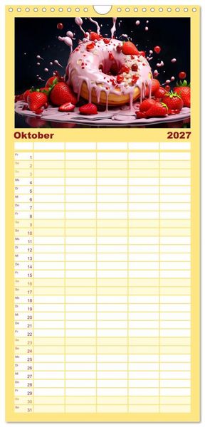 Produktbild: Familienplaner 2027 - Erdbeerzauber - Erdbeer-Schlemmereien mit Eis und Kuchen en masse! mit 5 Spalten (Wandkalender, 21 x 45 cm) CALVENDO
