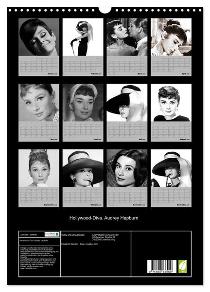 Produktbild: Hollywood-Diva. Audrey Hepburn (Wandkalender 2026 DIN A3 hoch), CALVENDO Monatskalender
