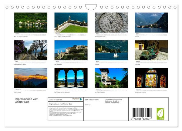 Produktbild: Impressionen vom Comer See (Wandkalender 2026 DIN A4 quer), CALVENDO Monatskalender