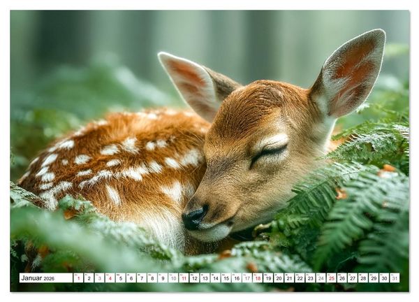 Produktbild: GUTE NACHT - Schlafende Tiere, traumhaft sch&ouml;n (hochwertiger Premium Wandkalender 2026 DIN A2 quer), Kunstdruck in Hochglanz