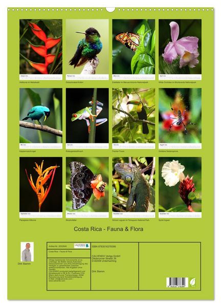 Produktbild: Costa Rica - Fauna & Flora (Wandkalender 2026 DIN A2 hoch), CALVENDO Monatskalender