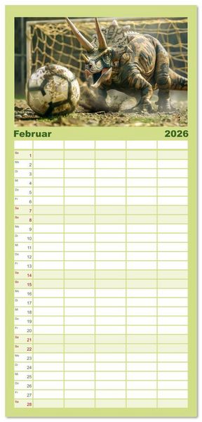 Produktbild: Familienplaner 2026 - Wie w&auml;re es mit einem Dinosaurier als Haustier? mit 5 Spalten (Wandkalender, 21 x 45 cm) CALVENDO