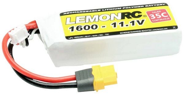 Produktbild: LemonRC Modellbau-Akkupack (LiPo) 11.1V 1600 mAh Zellen-Zahl: 3 35 C Softcase XT60