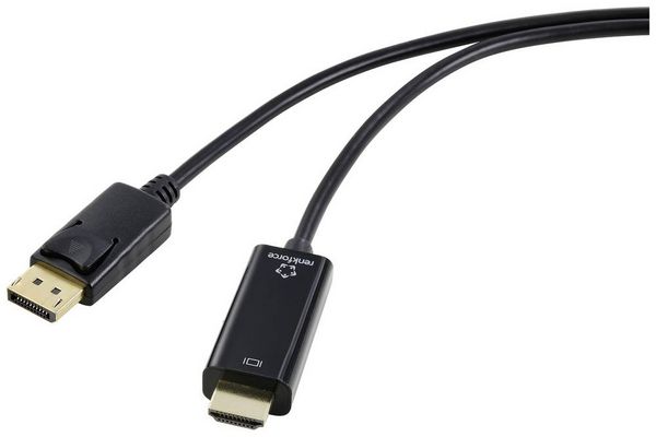Produktbild: Renkforce DisplayPort / HDMI Adapterkabel DisplayPort Stecker, HDMI-A Stecker 5.00 m Schwarz RF-5179192 DisplayPort-Kabel