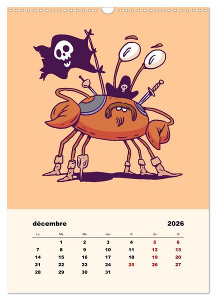 Produktbild: Les petits animaux pirates (Calendrier mural 2026 DIN A3 horizontal), CALVENDO calendrier mensuel