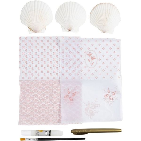 Produktbild: Creativ Company Mini Kreativ Set D&eacute;coupage, Muschelschalen, Rosa mattiert