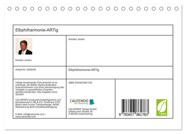 Produktbild: Elbphilharmonie-ARTig (Tischkalender 2026 DIN A5 quer), CALVENDO Monatskalender