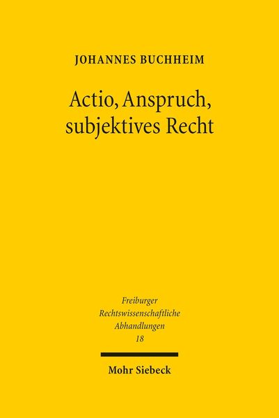Produktbild: Actio, Anspruch, subjektives Recht