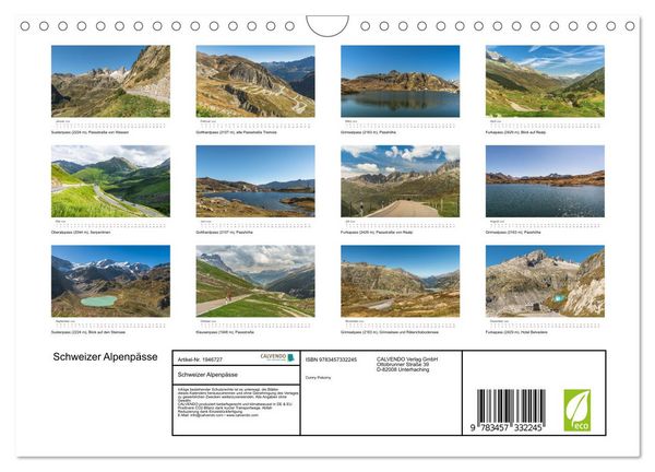 Produktbild: Schweizer Alpenp&auml;sse (Wandkalender 2026 DIN A4 quer), CALVENDO Monatskalender