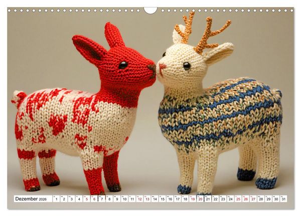 Produktbild: Strick-Safari - Gestrickte Tiere zum Verlieben (Wandkalender 2026 DIN A3 quer), CALVENDO Monatskalender