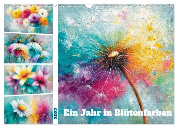 Produktbild: Ein Jahr in Bl&uuml;tenfarben (Wandkalender 2027 DIN A3 quer), CALVENDO Monatskalender