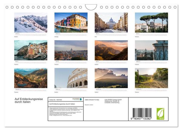 Produktbild: Auf Entdeckungsreise durch Italien (Wandkalender 2026 DIN A4 quer), CALVENDO Monatskalender
