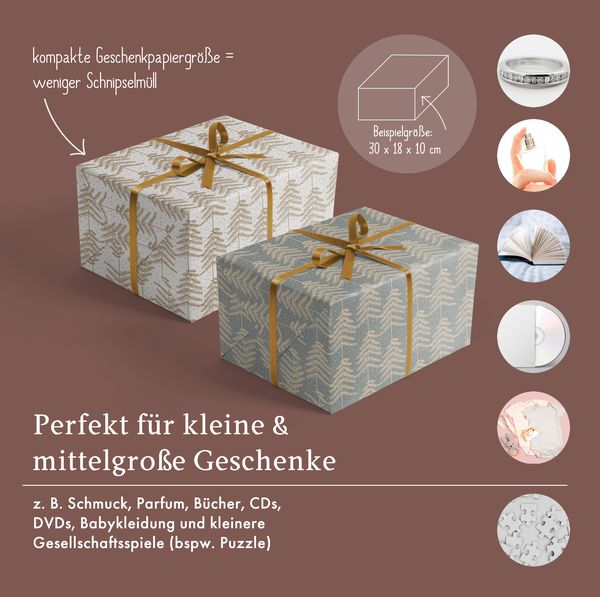 Produktbild: Geschenkpapier Set Weihnachten f&uuml;r Erwachsene: Tanne (grau, braun, schlicht, modern, edel)