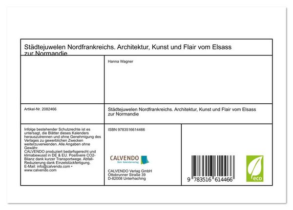 Produktbild: St&auml;dtejuwelen Nordfrankreichs. Architektur, Kunst und Flair vom Elsass zur Normandie (Tischkalender 2026 DIN A5 quer), CALVENDO Monatskalender