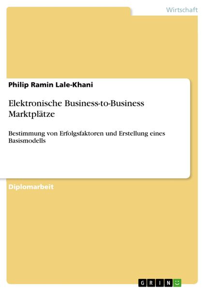 Produktbild: Elektronische Business-to-Business Marktpl&auml;tze