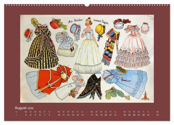 Produktbild: Alte europ&auml;ische Ankleidepuppen aus Papier (Wandkalender 2026 DIN A2 quer), CALVENDO Monatskalender