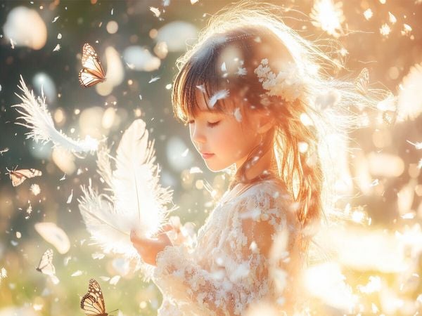 Produktbild: CALVENDO Puzzle Im Wind tanzt ein Geheimnis, das nur Kinderherzen h&ouml;ren | 1000 Teile Lege-Gr&ouml;&szlig;e 64x48cm Foto-Puzzle f&uuml;r gl&uuml;ckliche Stunden