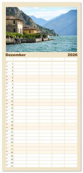 Produktbild: Familienplaner 2026 - Limone sul Garda - Die Heimat der Zitrone am Gardasee mit 5 Spalten (Wandkalender, 21 x 45 cm) CALVENDO