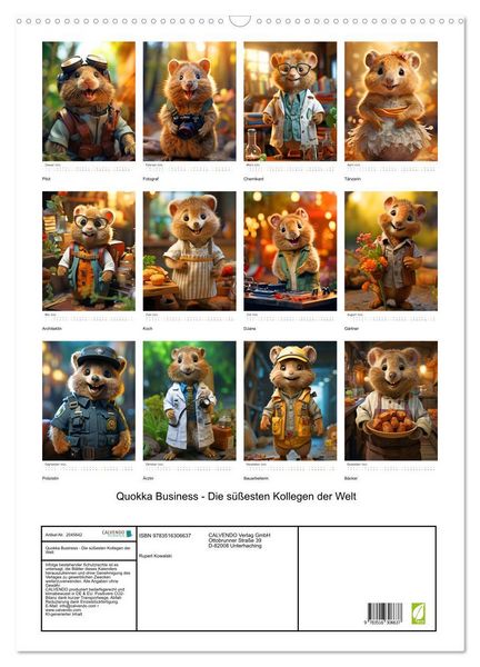 Produktbild: Quokka Business - Die s&uuml;&szlig;esten Kollegen der Welt (Wandkalender 2026 DIN A2 hoch), CALVENDO Monatskalender