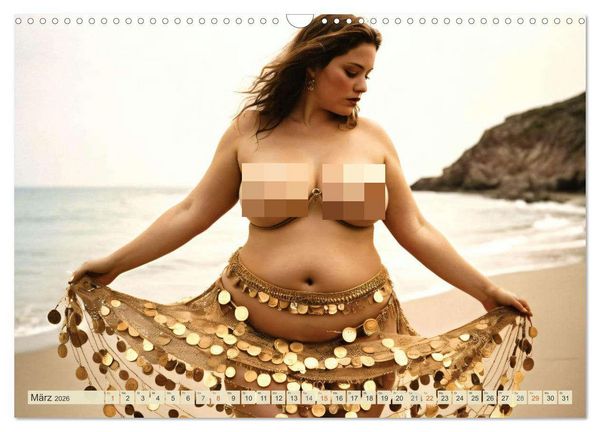 Produktbild: XXL Beach Girls Kalender - Kurvige Frauen am Strand (Wandkalender 2026 DIN A3 quer), CALVENDO Monatskalender