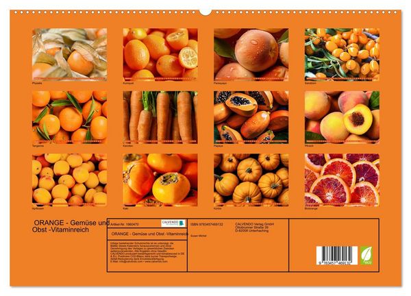 Produktbild: ORANGE - Gem&uuml;se und Obst -Vitaminreich (hochwertiger Premium Wandkalender 2026 DIN A2 quer), Kunstdruck in Hochglanz