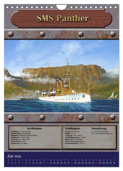 Produktbild: Die kaiserliche Marine 1871 - 1918 (Wandkalender 2026 DIN A4 hoch), CALVENDO Monatskalender