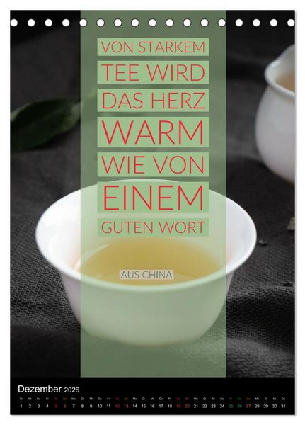 Produktbild: TEE Weisheiten und Zitate (Tischkalender 2026 DIN A5 hoch), CALVENDO Monatskalender